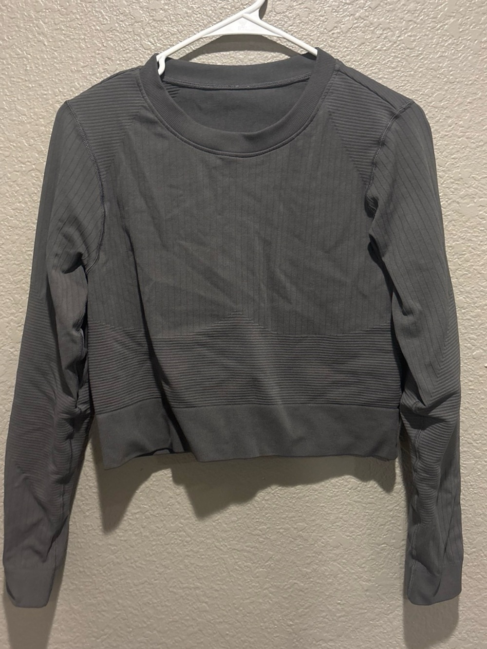 DSG Charcoal Ribbed Long-Sleeve Crop Top